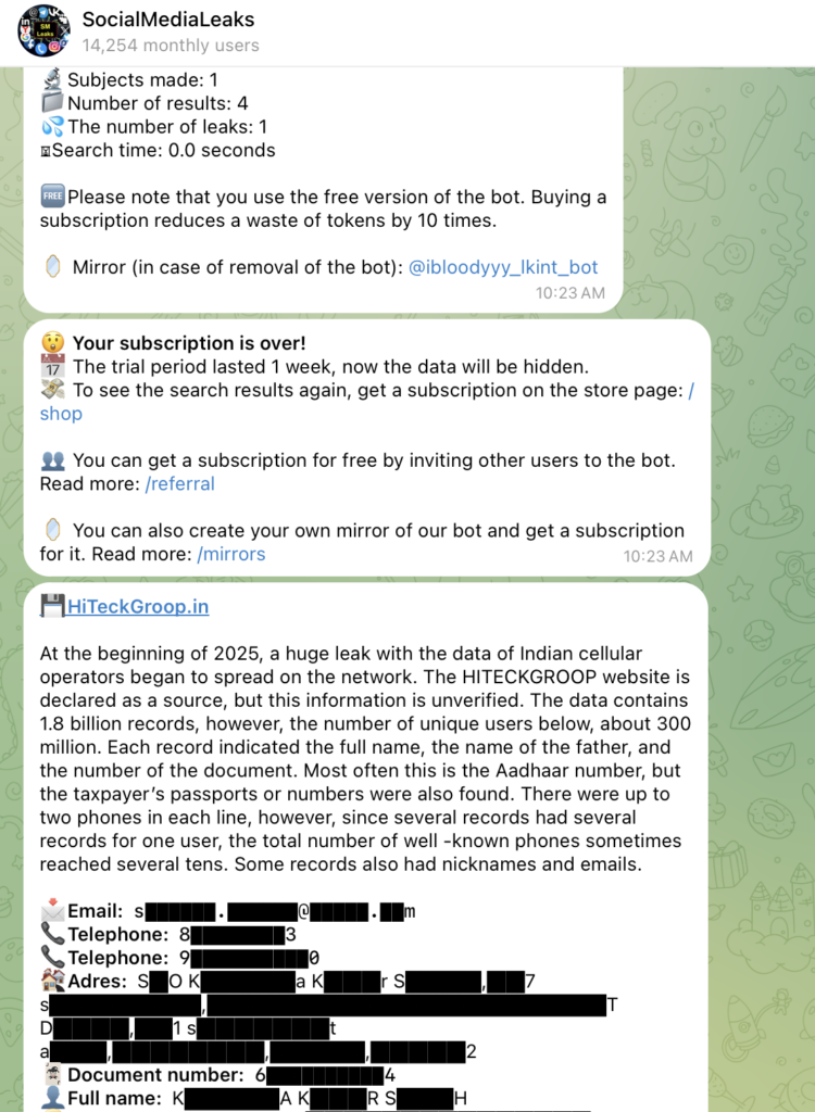 Top 5 Useful Telegram Bots to Search Mobile Number Details 2 Phone number details bot