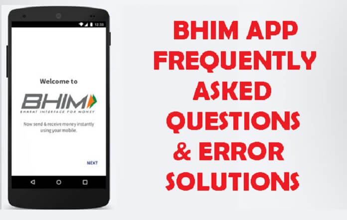 BHIM App faqs and error solutions