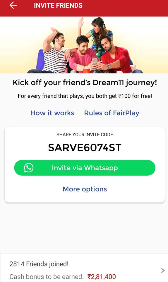dream11 login with referral code