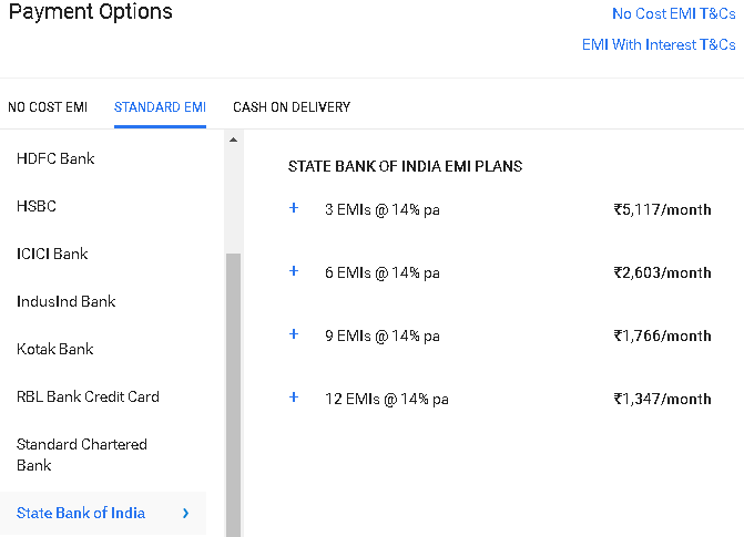 State Bank of India EMI Plans