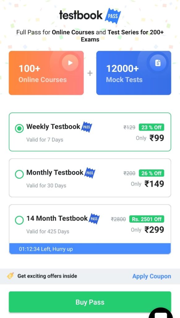 TestBook Test Pass Details