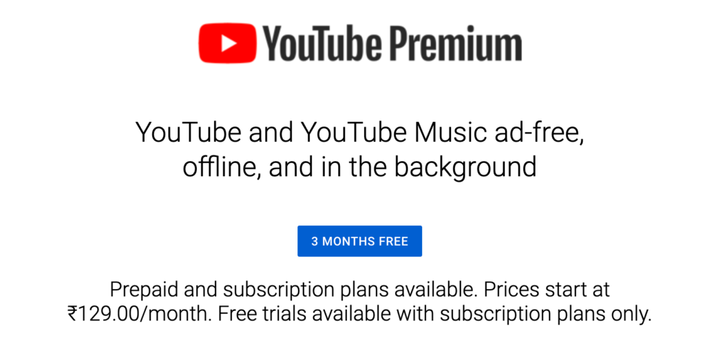 Free Youtube premium trial 