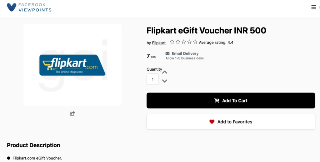 Redeem Viewpoints in flipkart gift vouchers