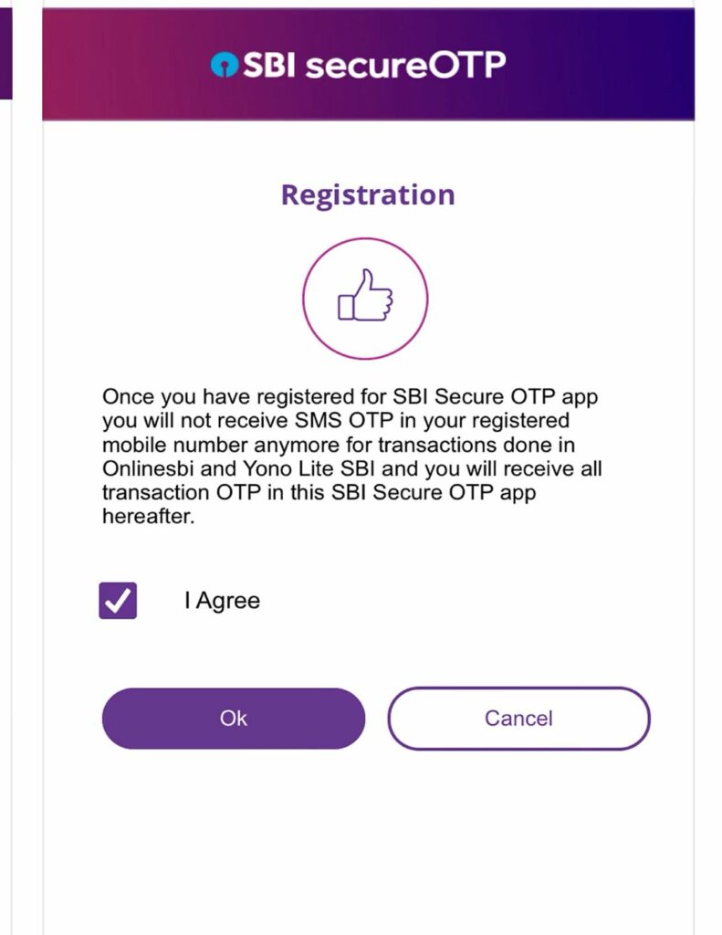 sbi secure otp registration process