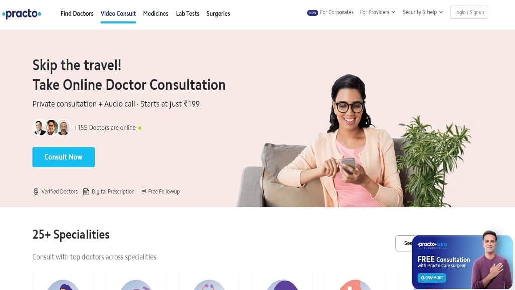 Practo Online Doctor Consultation App