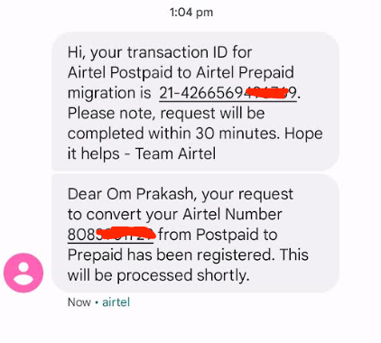 airtel postpaid migration online without store