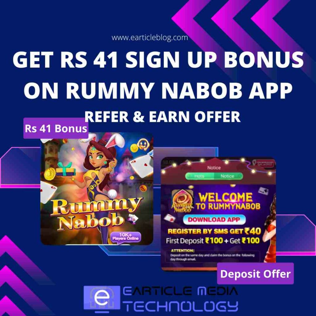 Rummy Nabob App refer earn offer