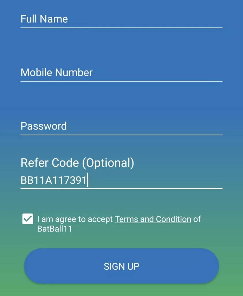 batball refer code