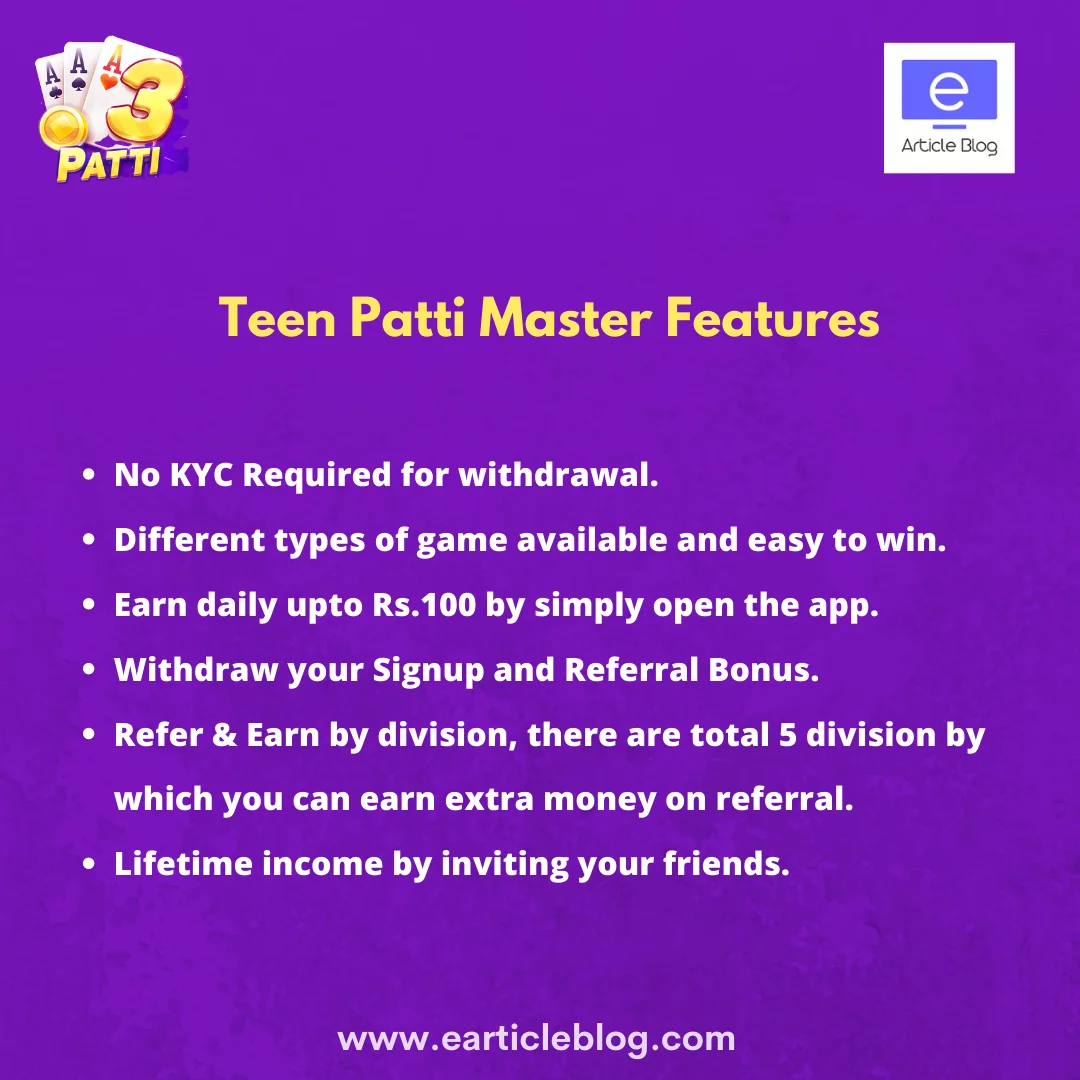 Teen patti master features