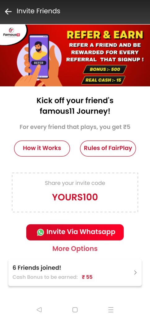 Famous 11 Refer Code