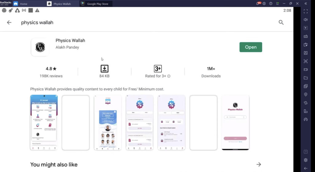 physics wallah on bluestacks