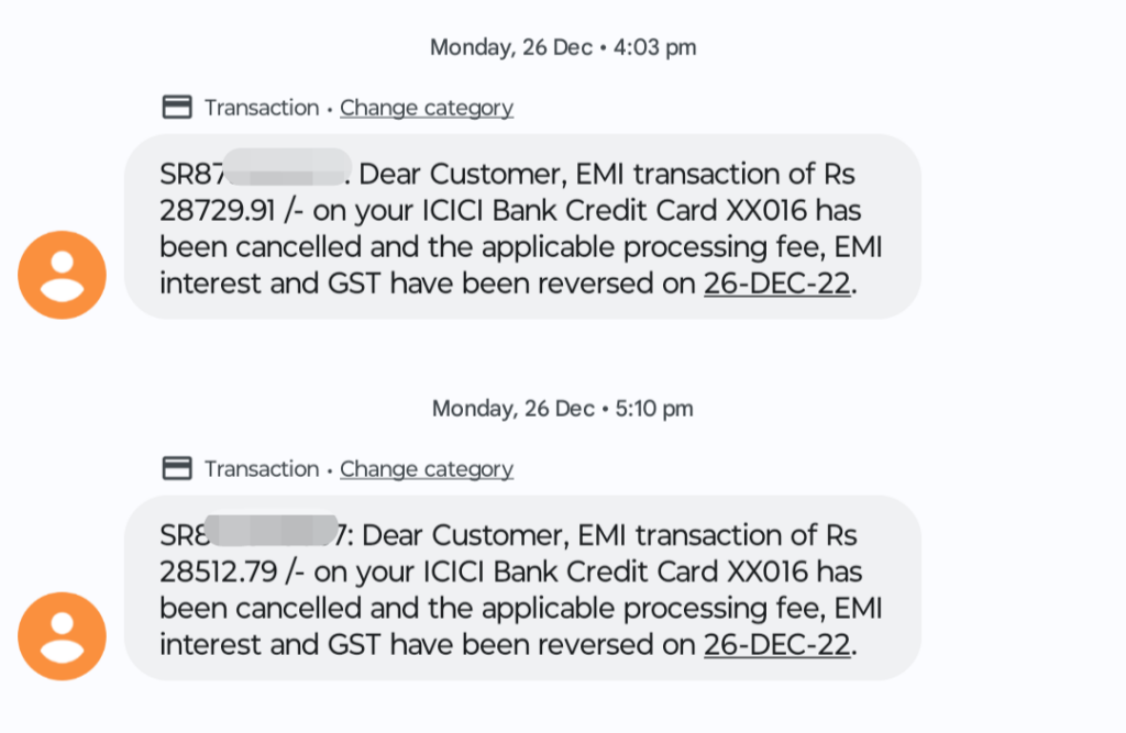 ICICI EMI CLOSURE CHARGES