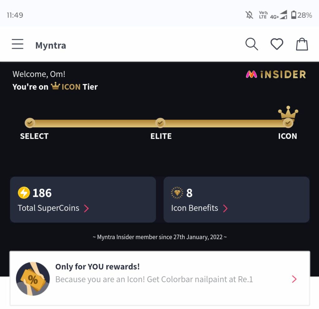 Myntra Insider Page