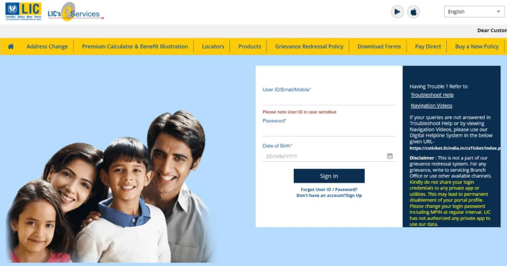 Pay LIC Premium for Registered Users