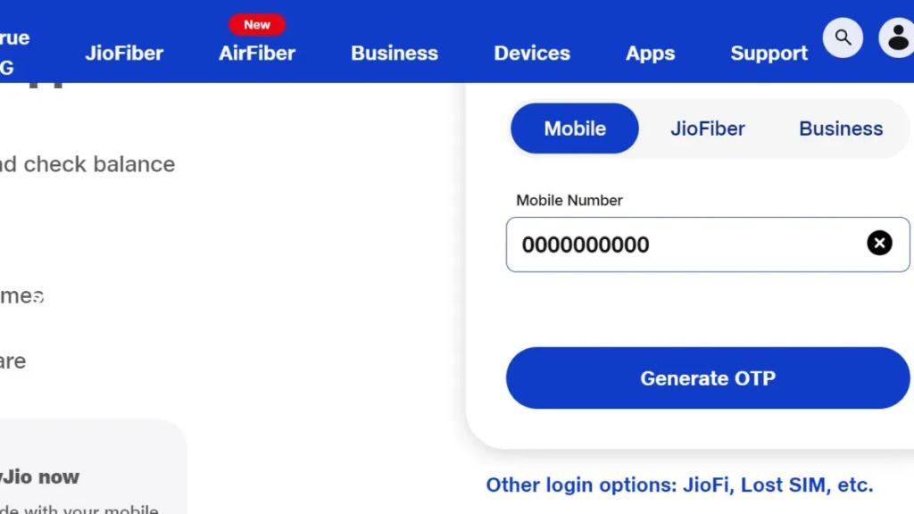 Jio call details from Jio portal