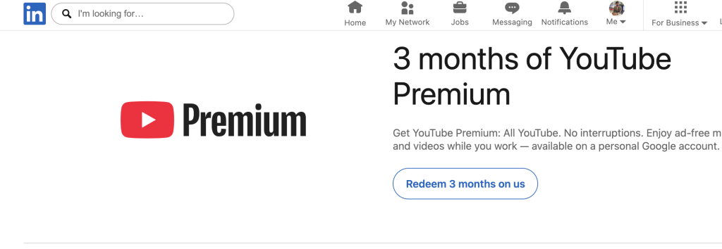 Get Youtube Premium For Free (5 Methods) 8 3 month youtube premium Linkedin offer