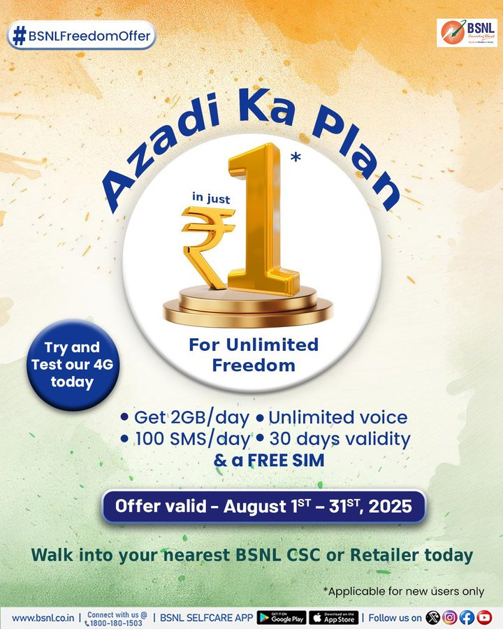 BSNL Freedom Offer @Rs 1 | Get 2GB/ Data for 30 Days 2 image 1