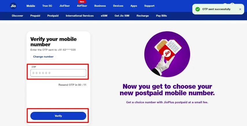 Jio family matching number online