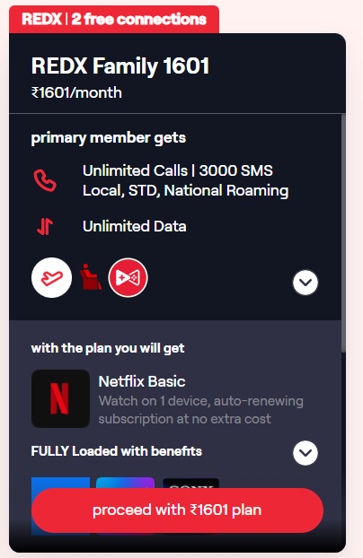 Vi REDX Family Plan Details