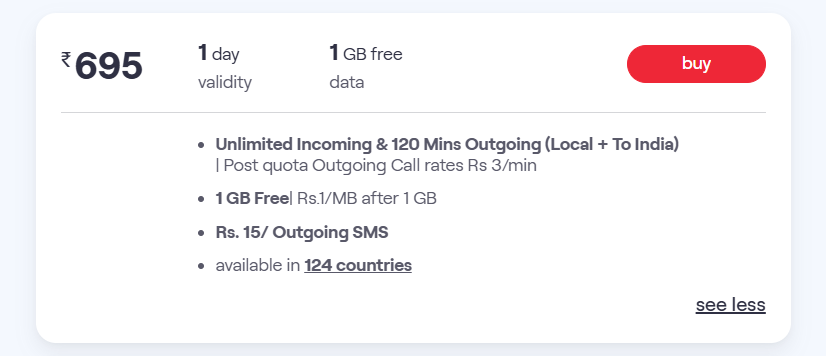 Vi International Roaming Packs | Guide to Best Vi IR Plans 6 Vi international roaming pack details