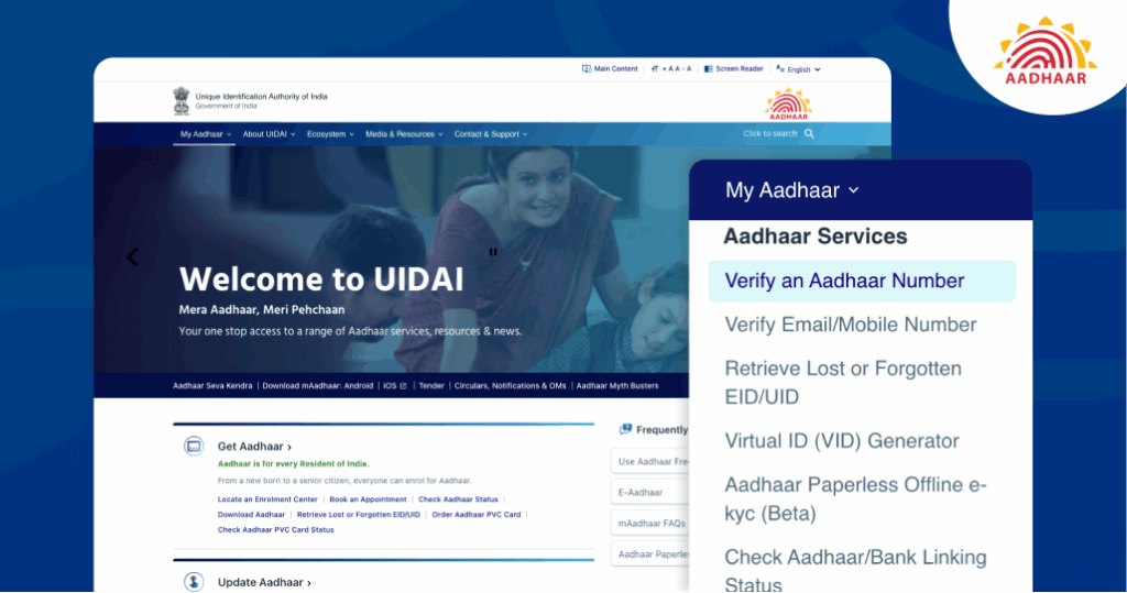 Verify Aadhaar mobile number

