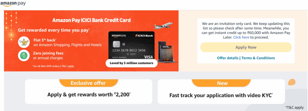Amazon Pay ICICI Credit Card online