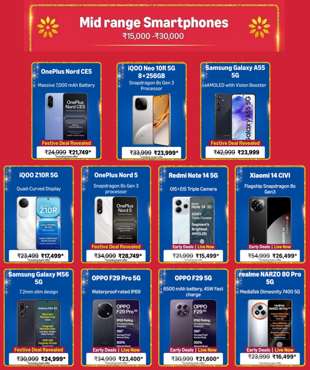 Amazon Mid Range Smartphones Offers Price List