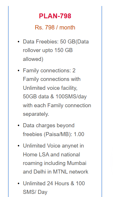 BSNL Rs 798 Postpaid Plan