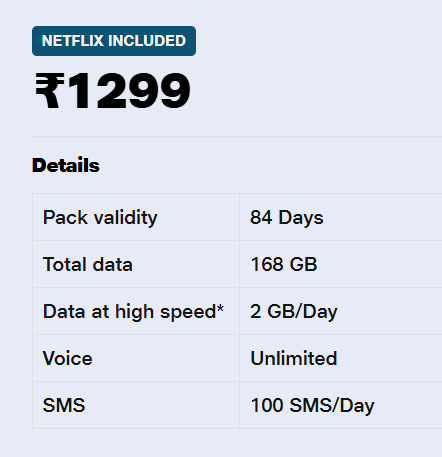 Jio Netflix Plans, Pricing, Details & Benefits 2 Jio 1299 Plan