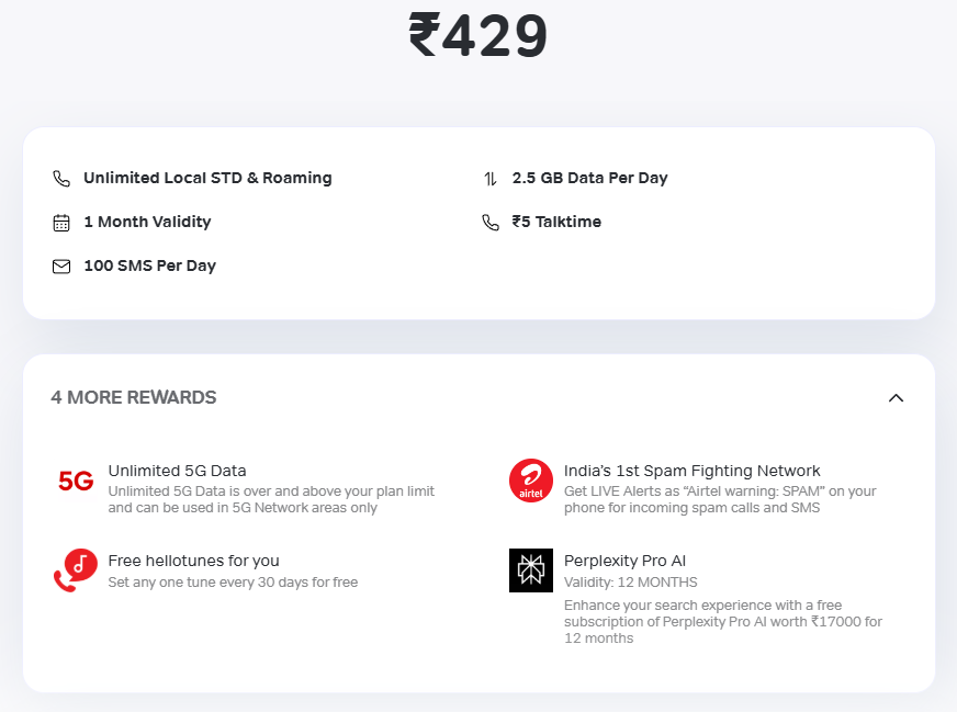 Airtel Unlimited Data Plan For 1 Month