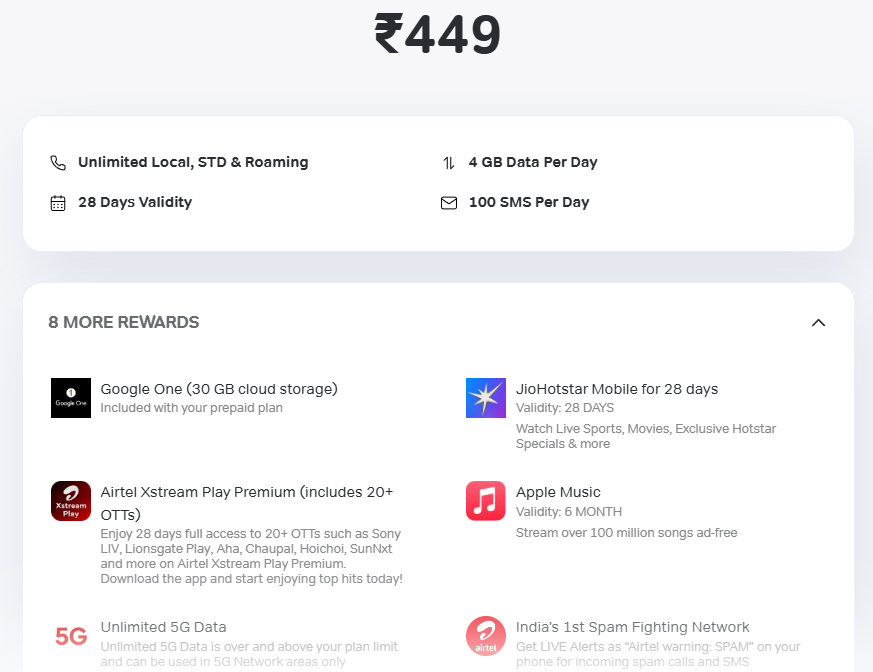 Airtel unlimited data plan for 28 days