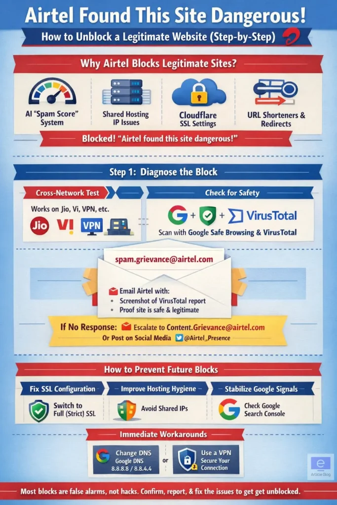 How to UNBLOCK Website from AirTel SPAM (Step-by-Step) 3 Unblock Website from Airtel SPAM Infographics
