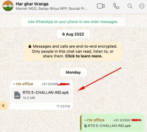 RTO ECHALLAN APK SCAM