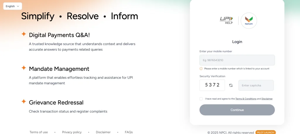 How to Login NPCI UPI Complaint Help Online