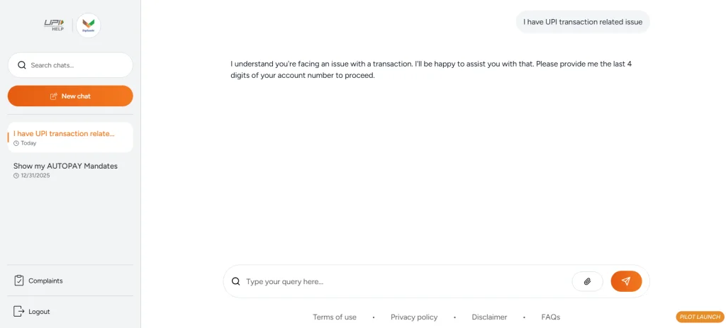 UPI Transaction Related Issue