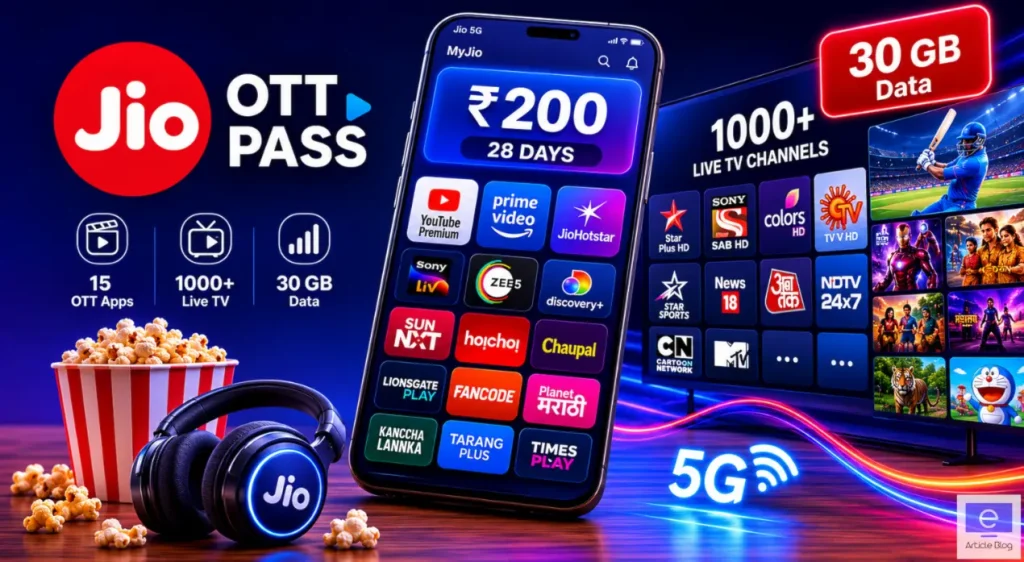Jio OTT Pass at Rs 200: 15 OTT Apps, 1000+ Live TV Channels and 30 GB Data for 28 Days 1 Jio OTT Pass