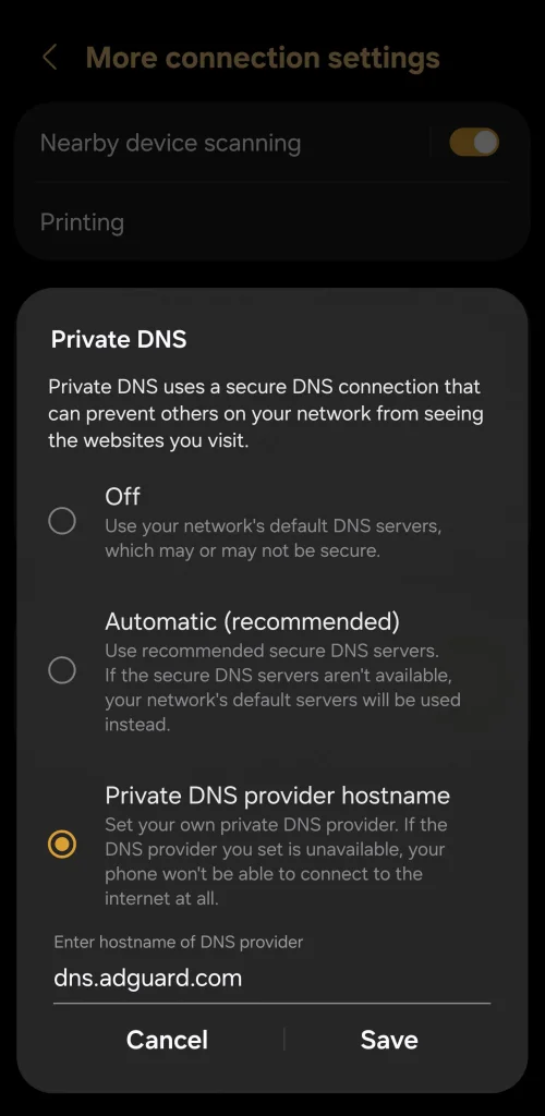 How to Set Up Free AdGuard DNS on Android, iOS, and Router to Block Ads 2 android private dns adguard hostname configuration